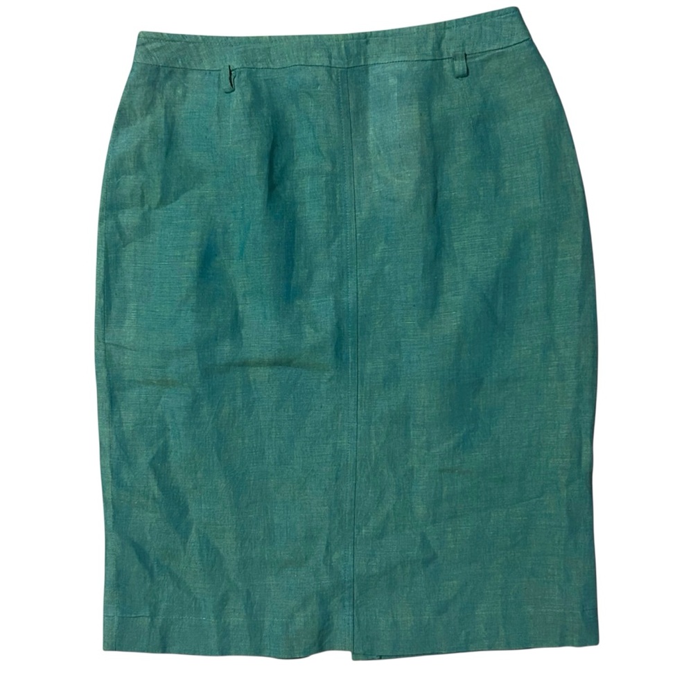 ESCADA Vintage Green Linen Pencil Skirt 34/XS